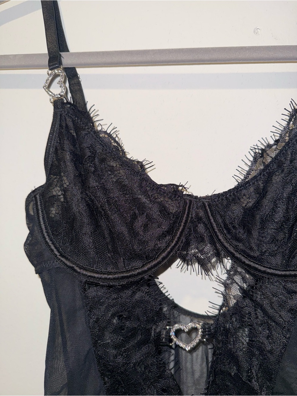 Black Lace Cutout Bodysuit Chemise - Picture 2 of 4